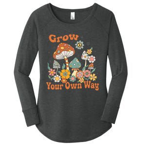 Grow Your Own Way Groovy Mushroom Hippie Flower Women's Perfect Tri Tunic Long Sleeve Shirt