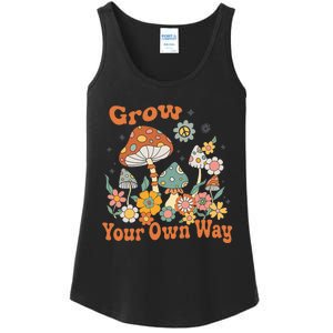 Grow Your Own Way Groovy Mushroom Hippie Flower Ladies Essential Tank