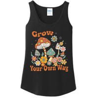 Grow Your Own Way Groovy Mushroom Hippie Flower Ladies Essential Tank