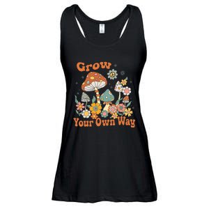 Grow Your Own Way Groovy Mushroom Hippie Flower Ladies Essential Flowy Tank