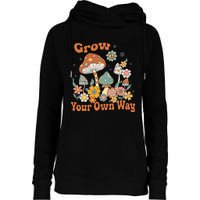 Grow Your Own Way Groovy Mushroom Hippie Flower Womens Funnel Neck Pullover Hood