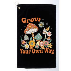 Grow Your Own Way Groovy Mushroom Hippie Flower Platinum Collection Golf Towel