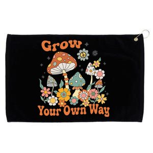 Grow Your Own Way Groovy Mushroom Hippie Flower Grommeted Golf Towel