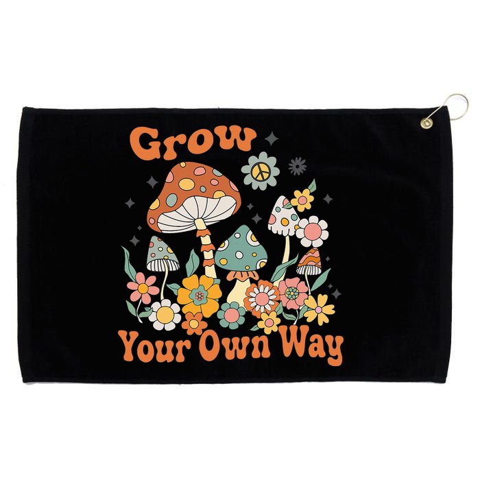 Grow Your Own Way Groovy Mushroom Hippie Flower Grommeted Golf Towel