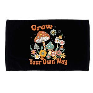 Grow Your Own Way Groovy Mushroom Hippie Flower Microfiber Hand Towel