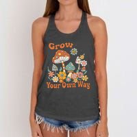 Grow Your Own Way Groovy Mushroom Hippie Flower Women's Knotted Racerback Tank