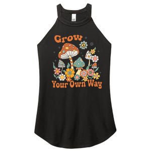 Grow Your Own Way Groovy Mushroom Hippie Flower Women's Perfect Tri Rocker Tank