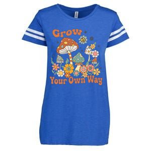 Grow Your Own Way Groovy Mushroom Hippie Flower Enza Ladies Jersey Football T-Shirt