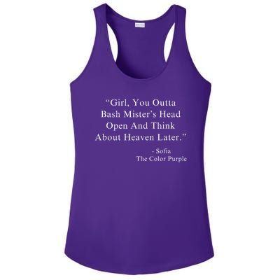 Girl You Outta Bash MisterS Head Open Sofia Purple Color Ladies PosiCharge Competitor Racerback Tank