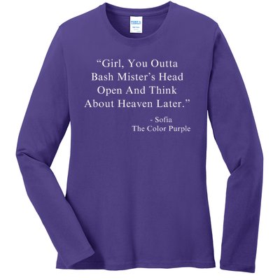 Girl You Outta Bash MisterS Head Open Sofia Purple Color Ladies Long Sleeve Shirt