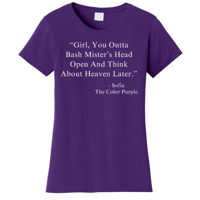 Girl You Outta Bash MisterS Head Open Sofia Purple Color Women's T-Shirt