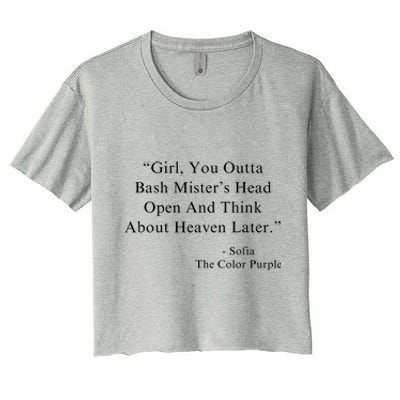 Girl You Outta Bash MisterS Head Open Sofia Purple Color Women's Crop Top Tee