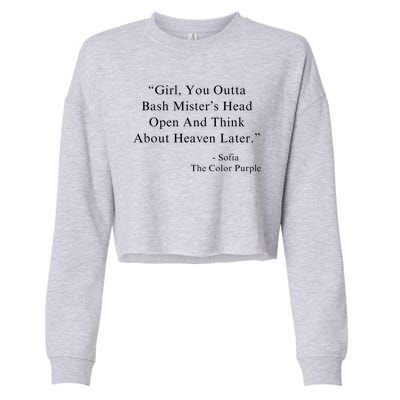 Girl You Outta Bash MisterS Head Open Sofia Purple Color Cropped Pullover Crew