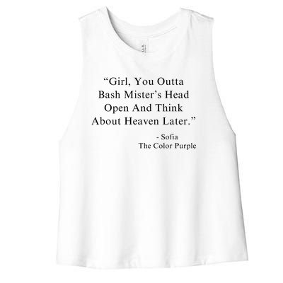 Girl You Outta Bash MisterS Head Open Sofia Purple Color Women's Racerback Cropped Tank