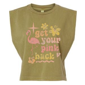 Get Your Pink Back Funny Flamingo Graphic Garment-Dyed Women's Muscle Tee