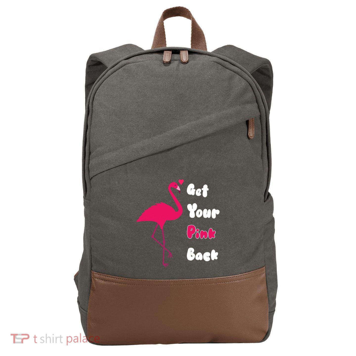 Get Your Pink Back Flamingo Sweatshirt Cotton Canvas Backpack