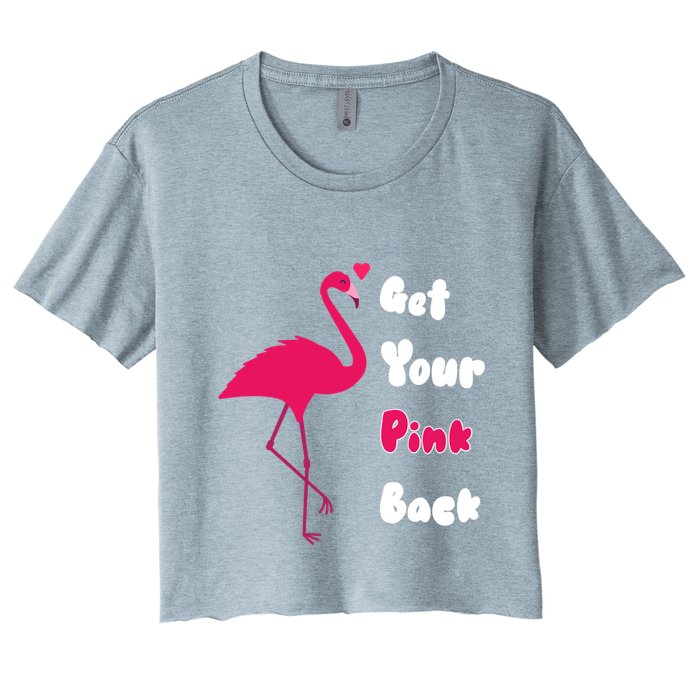 Get Your Pink Back Flamingo Sweatshirt Women's Crop Top Tee