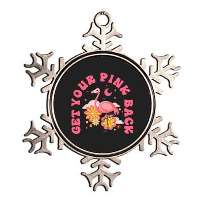 Get Your Pink Back Funny Flamingo Metallic Star Ornament