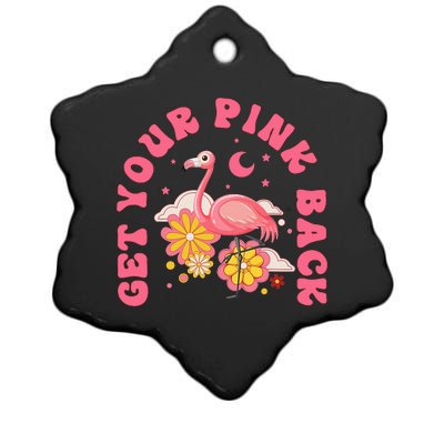 Get Your Pink Back Funny Flamingo Ceramic Star Ornament