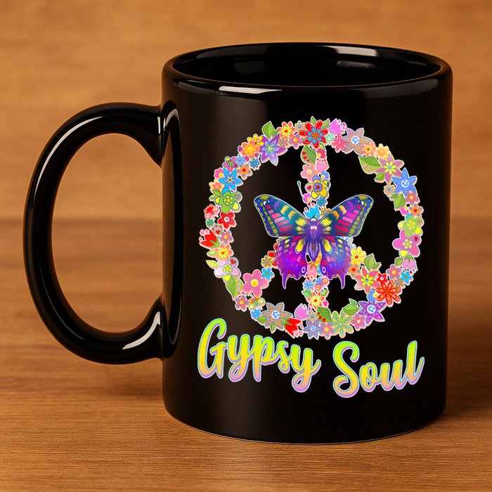 Gypsy Soul Flower Wreath 11oz C Handle Ceramic Mug