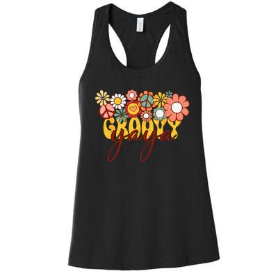 Groovy Yaya Retro Matching Family Baby Shower Mothers Day Women's Racerback Tank