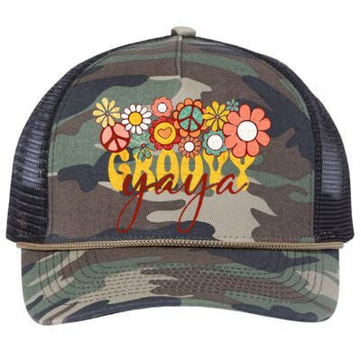 Groovy Yaya Retro Matching Family Baby Shower Mothers Day Retro Rope Trucker Hat Cap