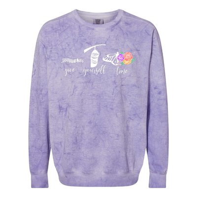 Give Yourself Time Mental Health Awareness Butterfly Life Cycle Colorblast Crewneck Sweatshirt