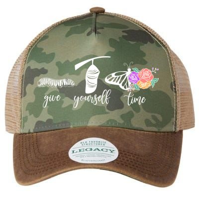 Give Yourself Time Mental Health Awareness Butterfly Life Cycle Legacy Tie Dye Trucker Hat