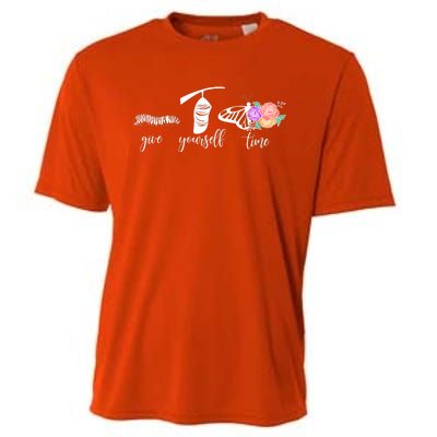 Give Yourself Time Mental Health Awareness Butterfly Life Cycle Cooling Performance Crew T-Shirt