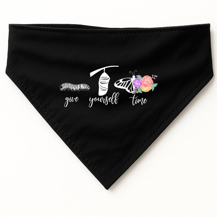 Give Yourself Time Mental Health Awareness Butterfly Life Cycle USA-Made Doggie Bandana