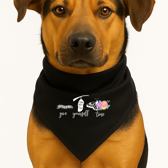 Give Yourself Time Mental Health Awareness Butterfly Life Cycle USA-Made Doggie Bandana