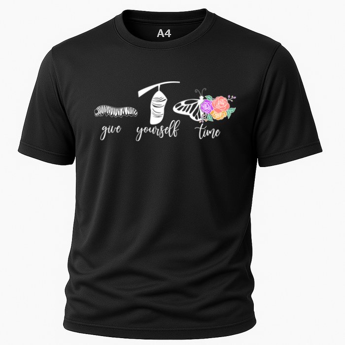 Give Yourself Time Mental Health Awareness Butterfly Life Cycle Cooling Performance Crew T-Shirt