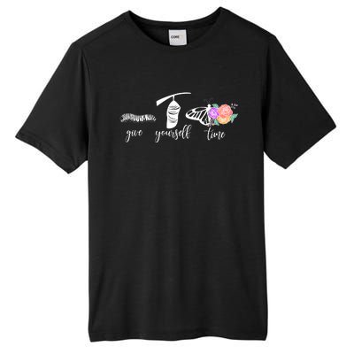 Give Yourself Time Mental Health Awareness Butterfly Life Cycle Tall Fusion ChromaSoft Performance T-Shirt