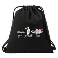 Give Yourself Time Mental Health Awareness Butterfly Life Cycle Drawstring Bag
