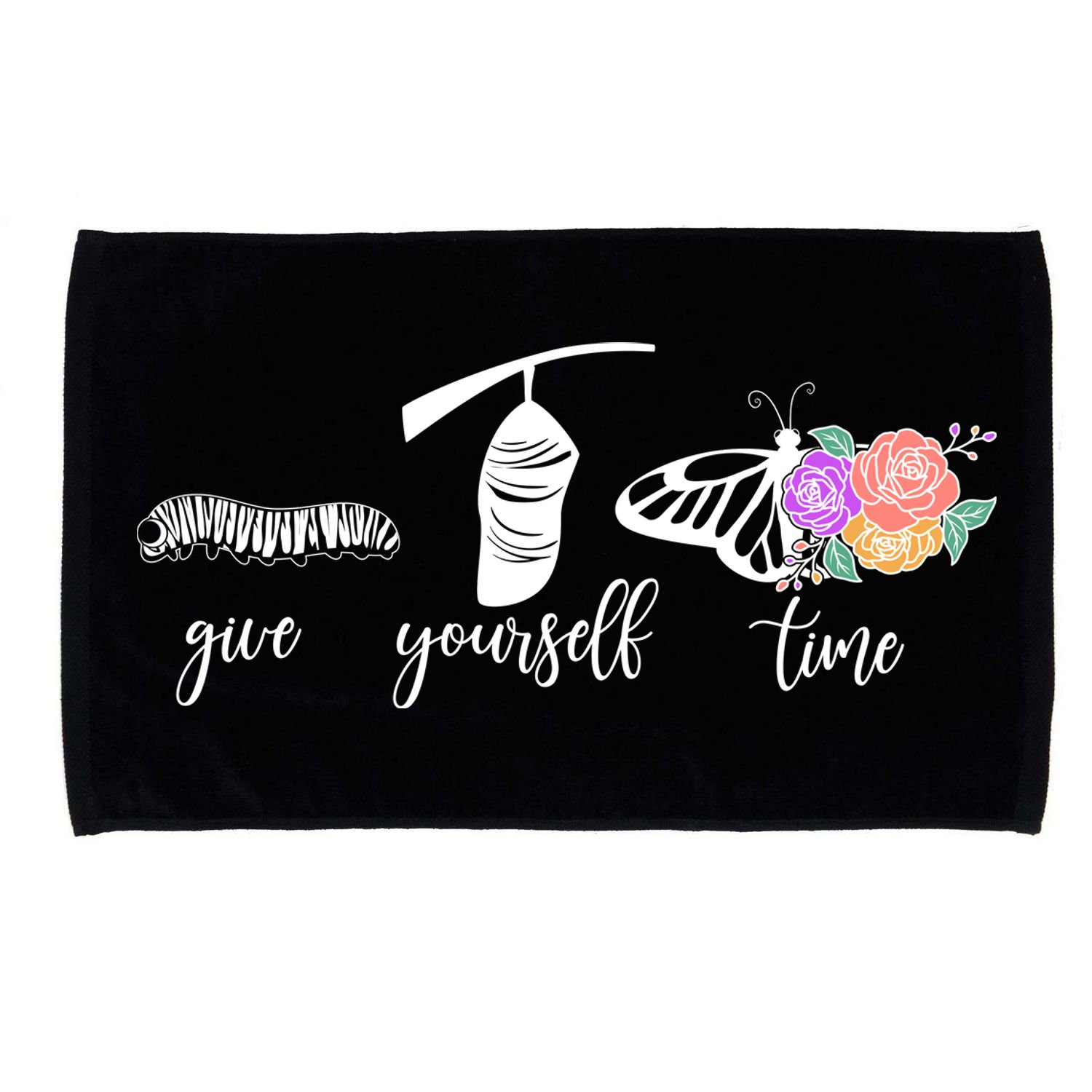 Give Yourself Time Mental Health Awareness Butterfly Life Cycle Microfiber Hand Towel
