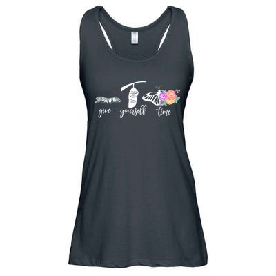 Give Yourself Time Mental Health Awareness Butterfly Life Cycle Ladies Essential Flowy Tank