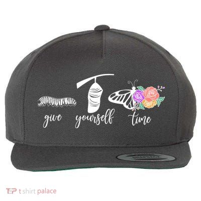 Give Yourself Time Mental Health Awareness Butterfly Life Cycle Wool Snapback Cap