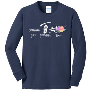 Give Yourself Time Mental Health Awareness Butterfly Life Cycle Kids Long Sleeve Shirt