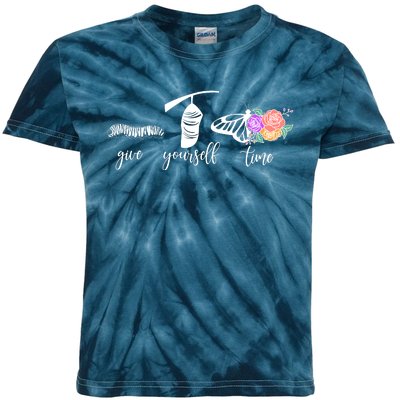 Give Yourself Time Mental Health Awareness Butterfly Life Cycle Kids Tie-Dye T-Shirt