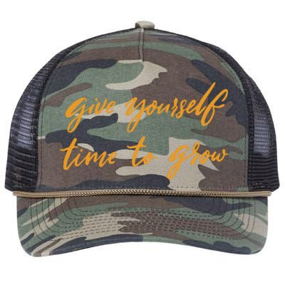 Give Yourself Time To Grow Quote Retro Rope Trucker Hat Cap