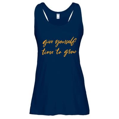 Give Yourself Time To Grow Quote Ladies Essential Flowy Tank