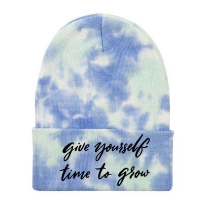 Give Yourself Time To Grow Quote Tie Dye 12in Knit Beanie