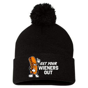 Get Your Wieners Out Pom Pom 12in Knit Beanie