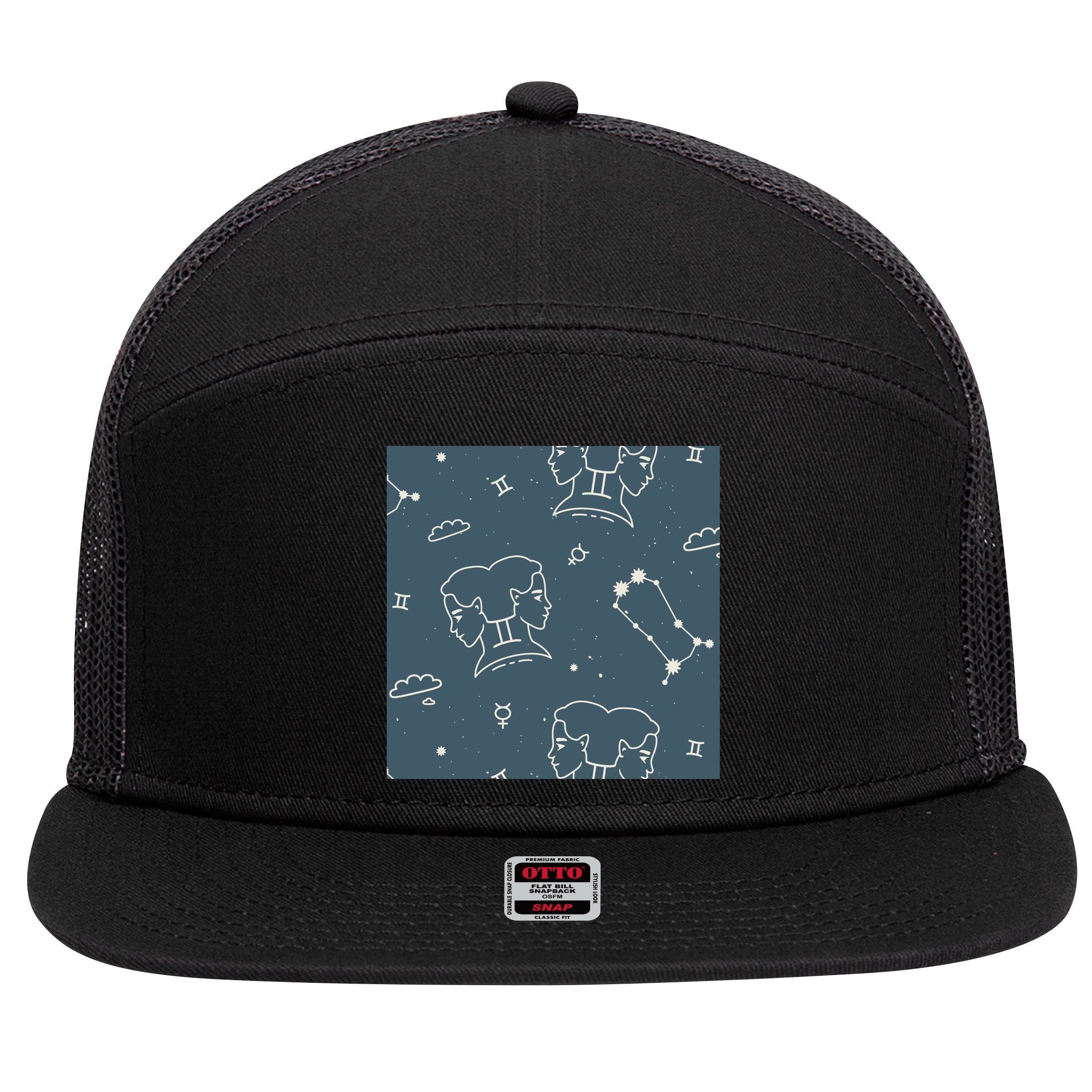 Gemini Zodiac Astrology 7 Panel Mesh Trucker Snapback Hat