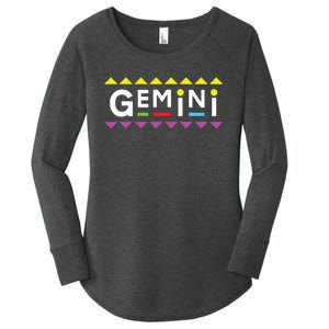 Gemini Zodiac Design 90s Style Women's Perfect Tri Tunic Long Sleeve Shirt