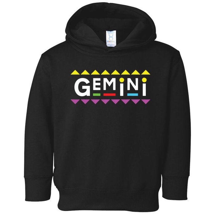 Gemini Zodiac Design 90s Style Toddler Hoodie