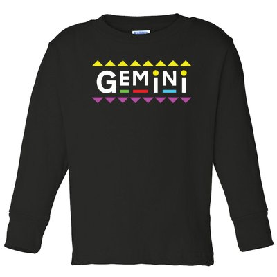 Gemini Zodiac Design 90s Style Toddler Long Sleeve Shirt