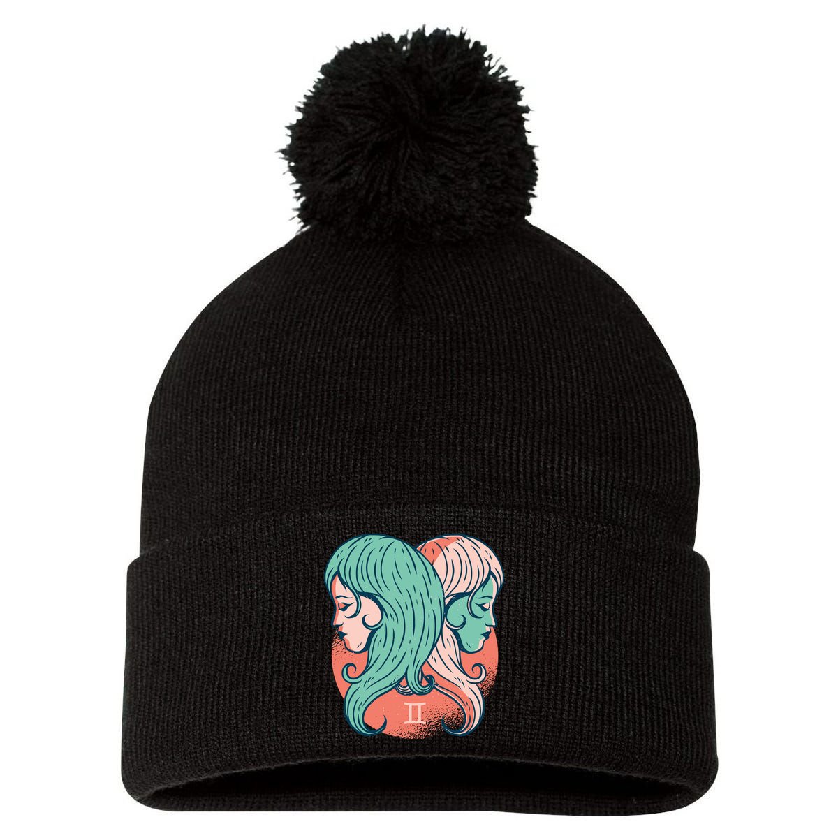 Gemini Zodiac Girl 1 Pom Pom 12in Knit Beanie