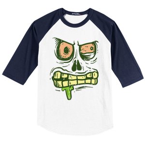 Green Zombie Monster Face Scary Spooky Halloween Gift Baseball Sleeve Shirt