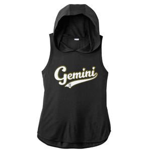 Gemini Zodiac Sign Astrology May June Birthday Retro Ladies PosiCharge Tri-Blend Wicking Draft Hoodie Tank